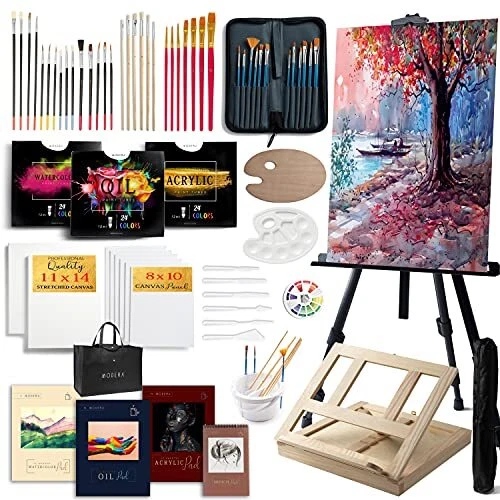 Large Deluxe Artist Painting Set, 139-Piece Professional Art Paint Supplies