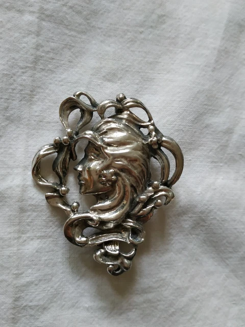 Broche art nouveau argent massif