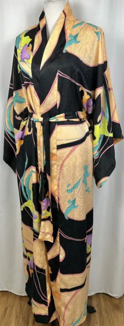 Vintage  Kimono Robe Size M Colorful Jacquard Abstract Sleepwear Jessica Lynn