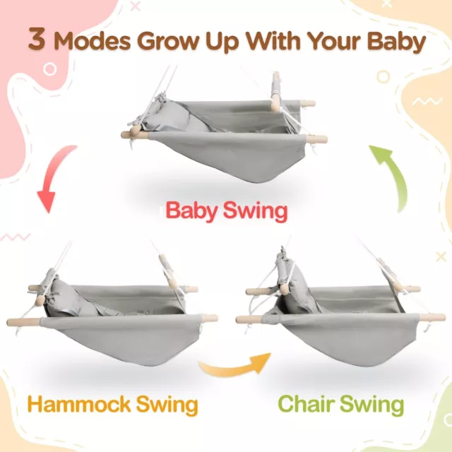 Baby Swing Indoor and Outdoor, Canvas Hammock Swing for Baby to Toddler with ... 2