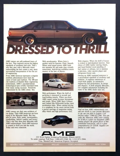 1986 Mercedes-Benz AMG Coupe/Sedan photo "Dressed to Thrill" vintage print ad