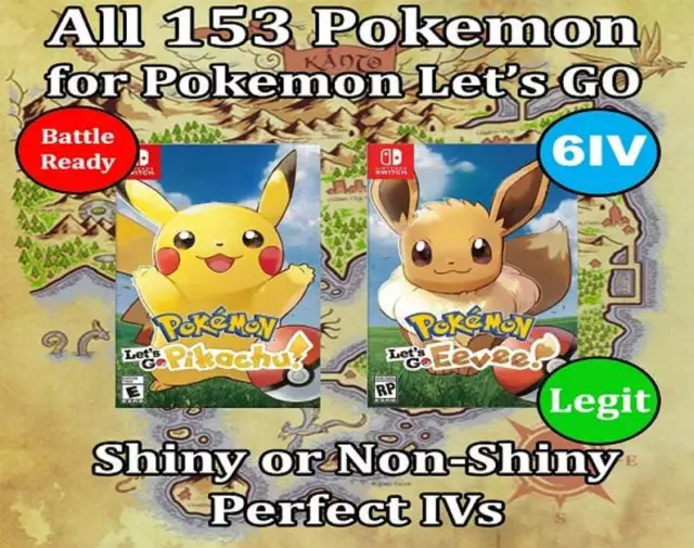 Pokemon Let's Go Pikachu/Eevee PICK ANY x1 SHINY ALL KANTO