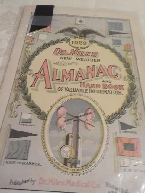 1929 Dr. Miles New Weather Almanac and Hand Book of Valuable Information