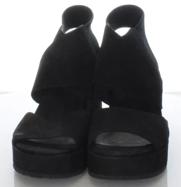 31-51 Sz 9 M Women Eileen Fisher Nubuck Lio Wedge Sandals In Black