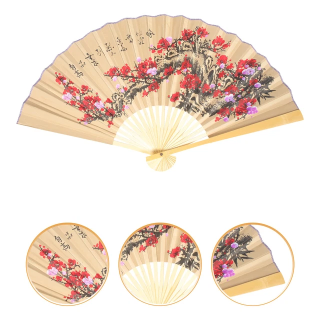 ANTIQUE FOLDING FAN Vintage Large Chinese Wall Hanging Fan Wall