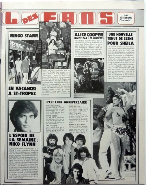 Sheila_Ringo Starr_Alice Cooper =  Coupure De Presse 1 Page 1978_French Clipping