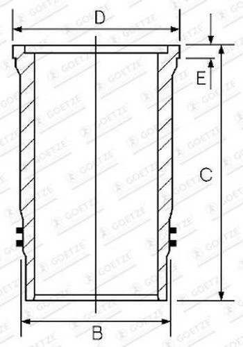 GOETZE ENGINE Zylinderlaufbuchse 15-370040-00 163,530mm 6,400mm 85,670mm