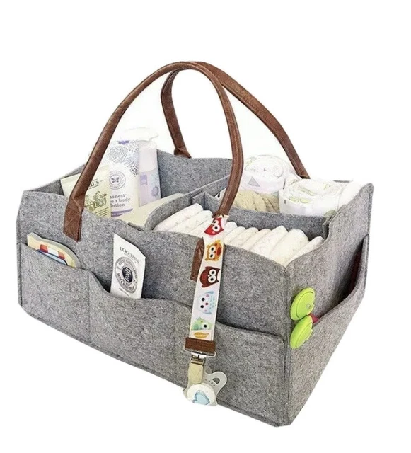 Felt Cloth Baby Diaper Caddy Nursery Storage Bag Nappy Organizer Basket Portable