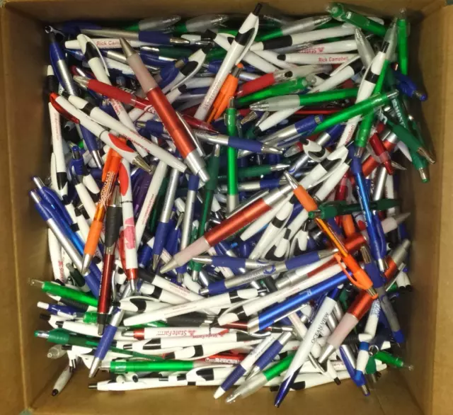 1000 Wholesale Lot Misprint Ink Pens, Ball Point, Plastic, Retractable