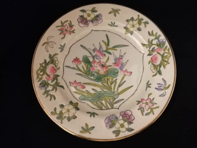 Chinese Marked Hand Painted Floral Porcelain Plate