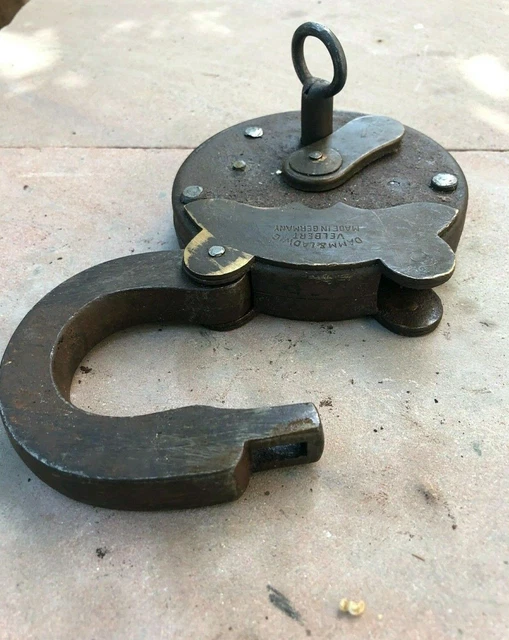 Ein Altes Primitives Massives Eisen-Messing Für Riesige Vorhängeschlösser... 7