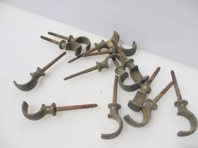 Antique Brass Curtain Pole Holder Rail Bracket Old Hanger Victorian  -£12each