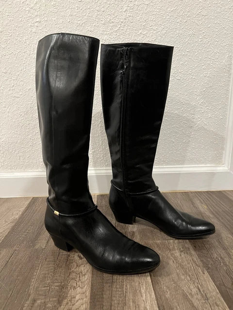 Womens Size 7 Salvatore Ferragamo  High Heel Black Leather Boots