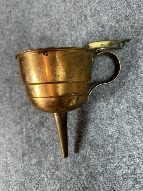 LARGE VINTAGE COPPER Funnel With Trap Valve and Thumb Trigger $29.00