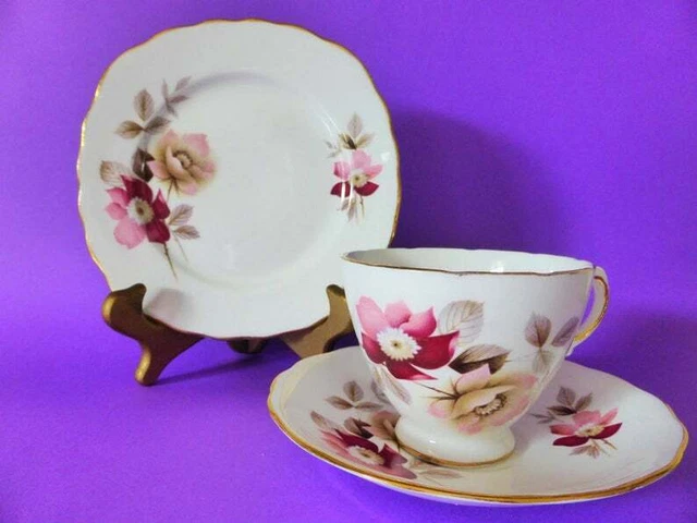 ROYAL VALE BONE China Trio Patt 8317 1950 s Floral Tea Cup