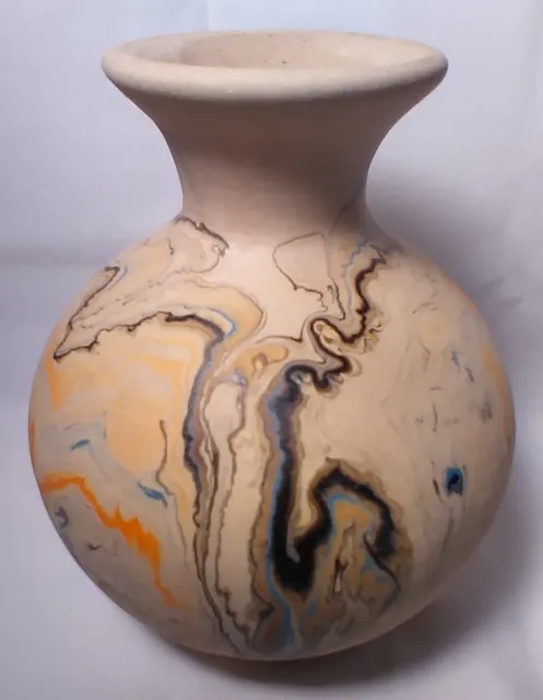 Vintage Abstract Art Miniature Vase Nemadji Clay Earth Pottery Swirl USA