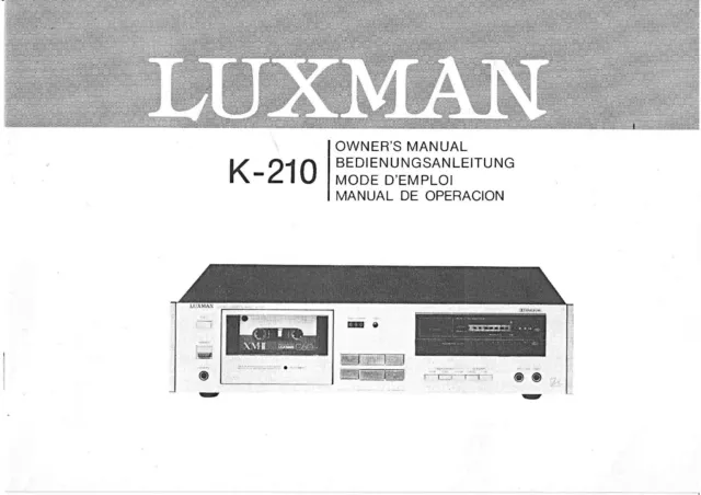 Bedienungsanleitung-Operating Instructions pour Luxman K-210