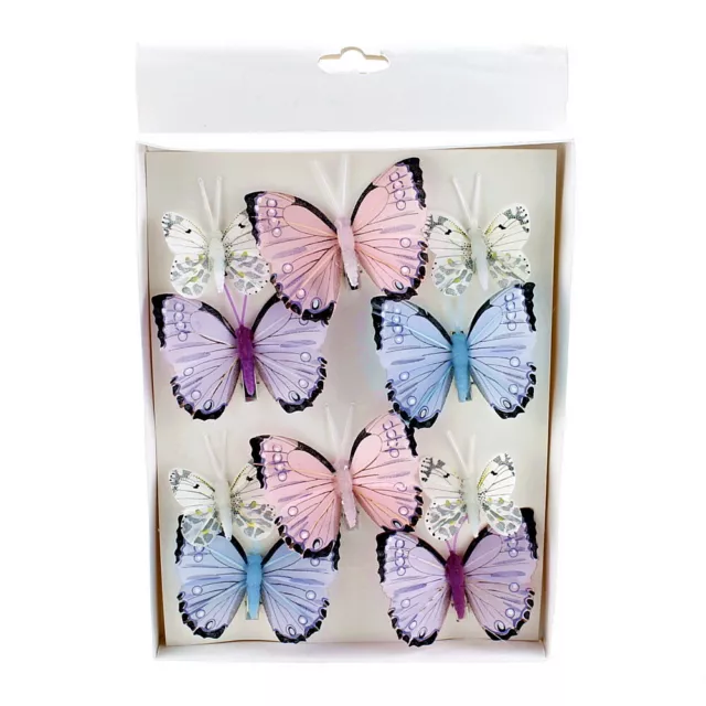 10 Unidad Mariposas Mezcla Con Clip 2 Tamaños Surtido / 045 Azul-Rosa