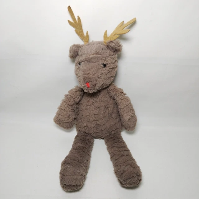 SAINSBURYS RED NOSE Reindeer Soft Toy Beanie Comforter VGC Fuddlewuddle