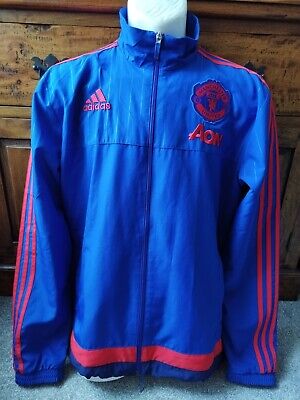 Men's Adidas Team Manchester United Training Zip Up Jacket Size M Red Blue AON