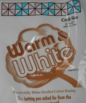 Acolchado blanco con agujas de algodón batido EE. UU. blanco cálido 34"" x 45"" tamaño artesanal