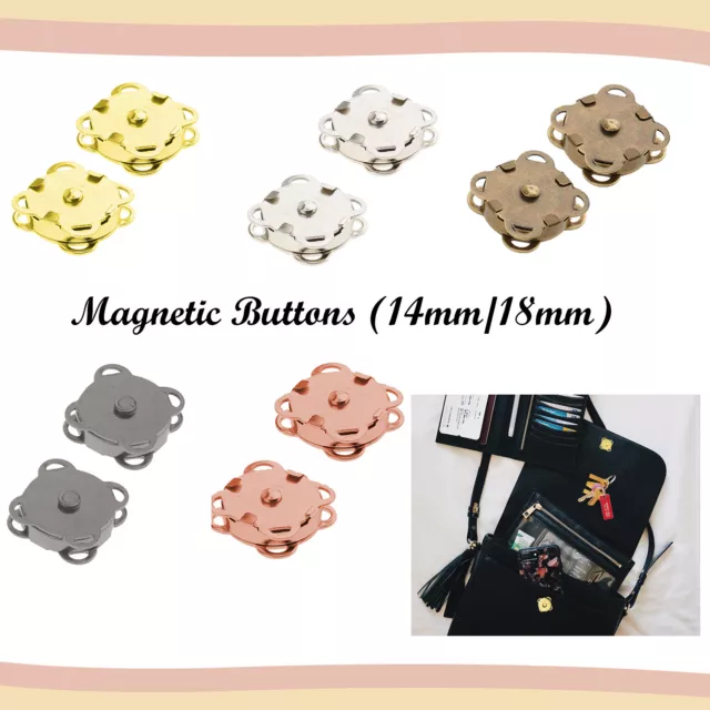 14/18mm Magnetic Snap Clasp Buttons Fasteners for Leather Craft Handbags Coats