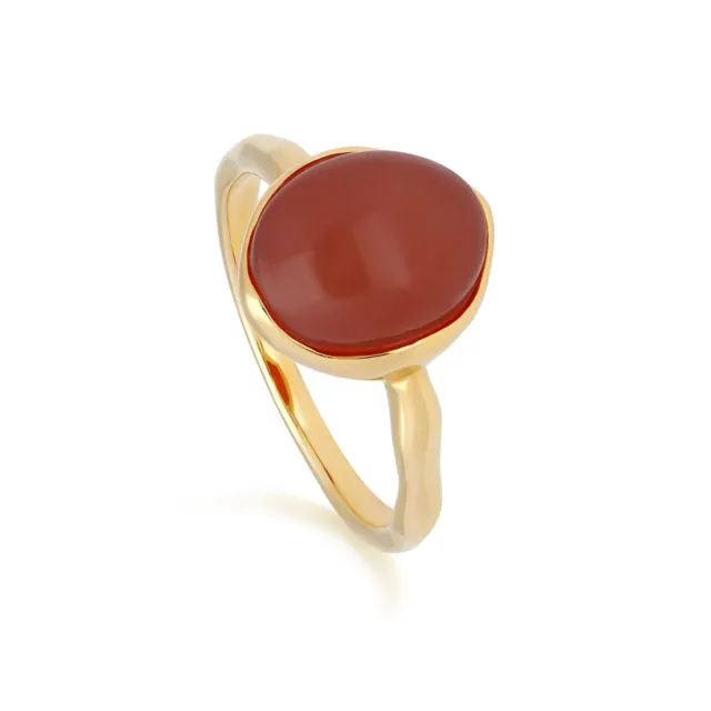 Irregular B Gem Teinté Rouge Jade & Bague en Diamant en Argent Plaqué Or 2