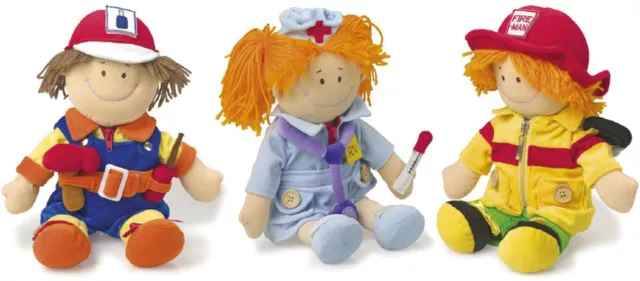 Puppen Berufe Set Stoffpuppe Bauarbeiter Krankenschwester Feuerwehrmann Puppe