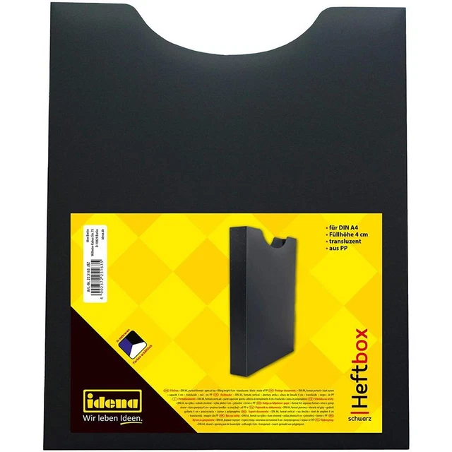 Idena Heftbox für A4 Hochformat Füllhöhe 4 cm transluzent schwarz Ordnungsmappe