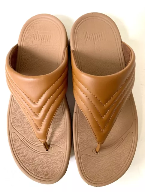 Fitflop Walkstar Tan Brown Leather Thong Sandals Comfort Shoes Women’s Size 8