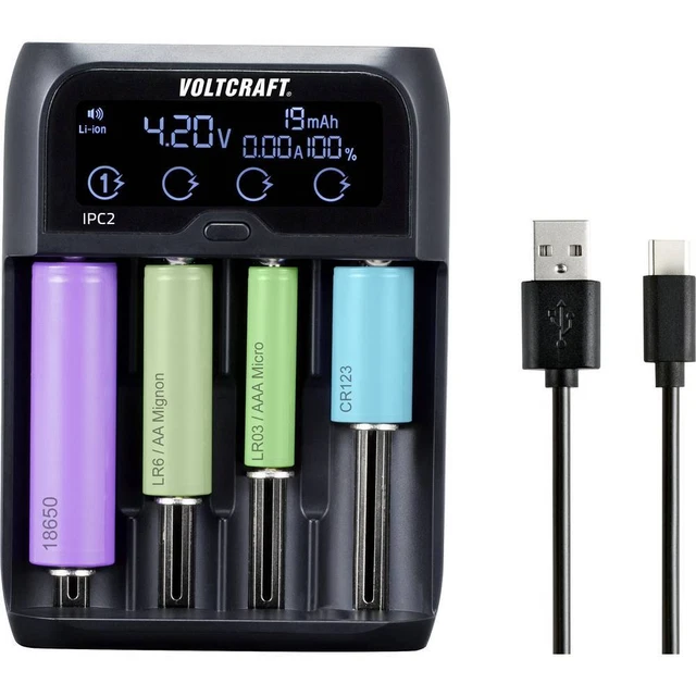 Chargeur de piles rondes NiMH, NiCd, Li-ion, LiFePO VOLTCRAFT IPC-2