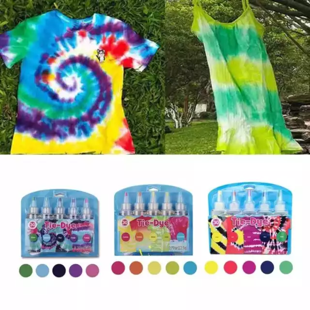 UK Tie Kit Arts Design Fabric Tye Dye Art Craft One Step Fashion Set 5 Colors