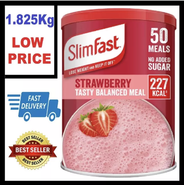 Batido de fresas de repuesto para comida Slimfast 50 porciones 1,825 kg caducidad 07/2023