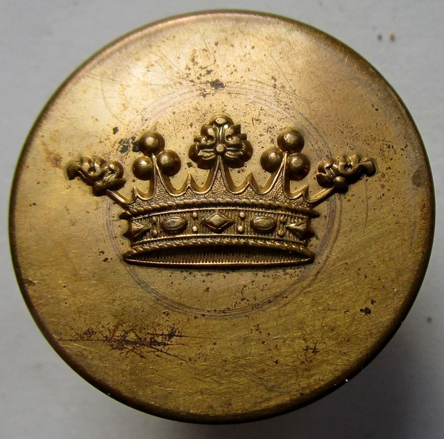 Bouton De Livrée Ancien XIXe – Laiton, Couronne Et Armoiries Marquis – Collection