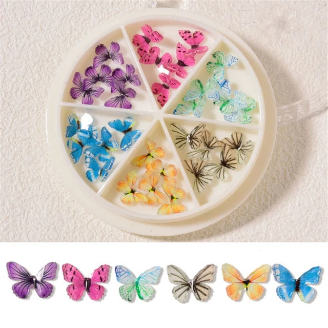 ongles Acrylique Strass Charmes à ongles 3D Mini papillon Décoration d'ongle 10