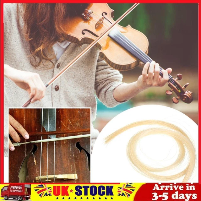 2 Hank Universal Yellow+White Stallion Horse Hair for Violin Bow Instrument Part