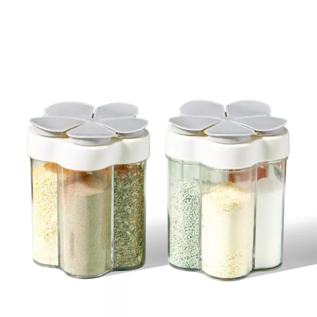 2pcs Travel Spice Container ，5 in 1Portable Camping Seasoning Shaker，Clear Pl...