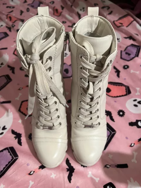 Nine West White High Heel Mid Calf Boots Women's Size 5.5