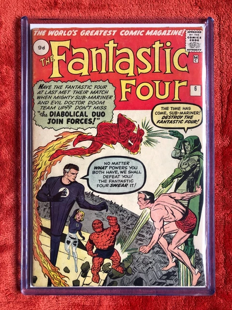 FANTASTIC FOUR #6 Stunning Upp Mid-Grade 2nd Dr Doom & Subby 1st Villian Team Up