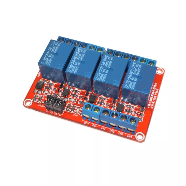 MODULO SCHEDA RELè 4 CANALI 5V DC 220V 250V 10A LIVELLO ALTO O BASSO ARDUINO