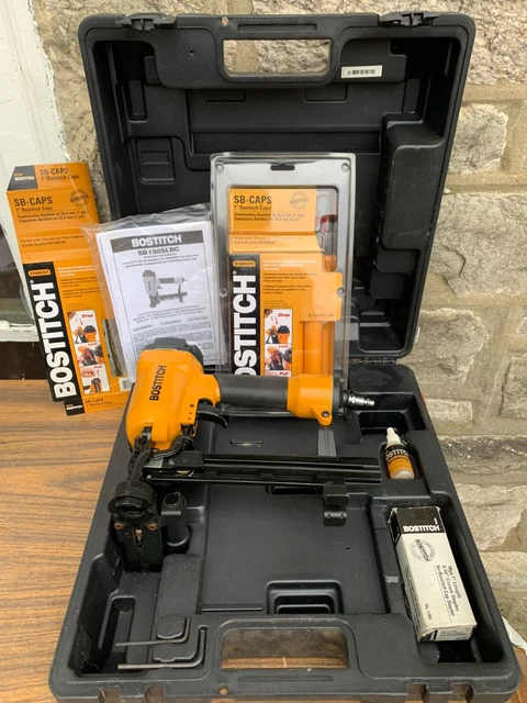 Stanley Bostitch SB150SLBC Cap Stapler Pneumatic Air Staple Gun W/ Case & Extra