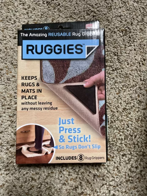 NEW Ruggies Set of 8 Rug Grippers - AS SEEN ON TV - Washable, Reusable!