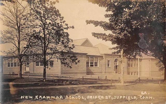 Suffield, Ct ~New Grammar School, Bridge St, Eastern Illus Real Photo Pc 1907-20