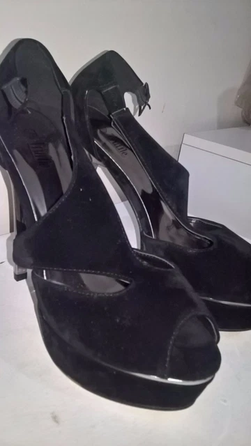 Sandales À Bretelles Noires À Talons Hauts Talons Hauts Chaussures Taille Uk 6