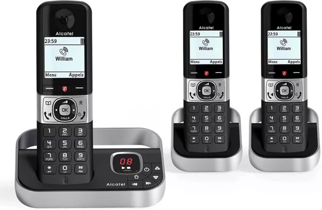 Alcatel F890 Voice Trio Cordless Telephone Answering Machine 3 Handsets with Cal