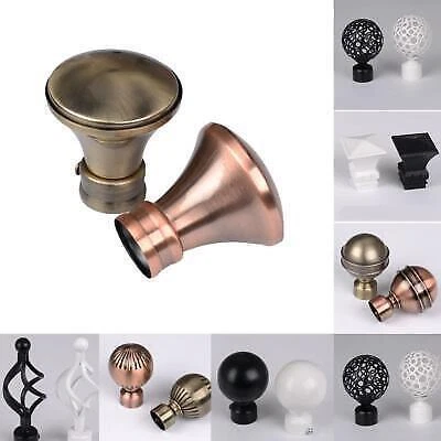 Decorative Curtain Rod Finials - 28mm Window Treatment Cap - Single Piece