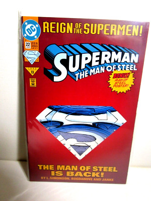 Superman Man of Steel 22 (1991 DC Comics) Die-Cut  Bagged Boarded~