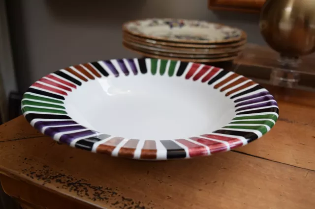 Bello Deruta B. Goldsmith Italy Stripes 9 5/8" Soup Salad Pasta Rim Bowl