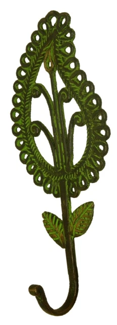 Leaf Shape Handmade Antique Style Brass Key Cloth Towel Wall Hanger Hook BA2254