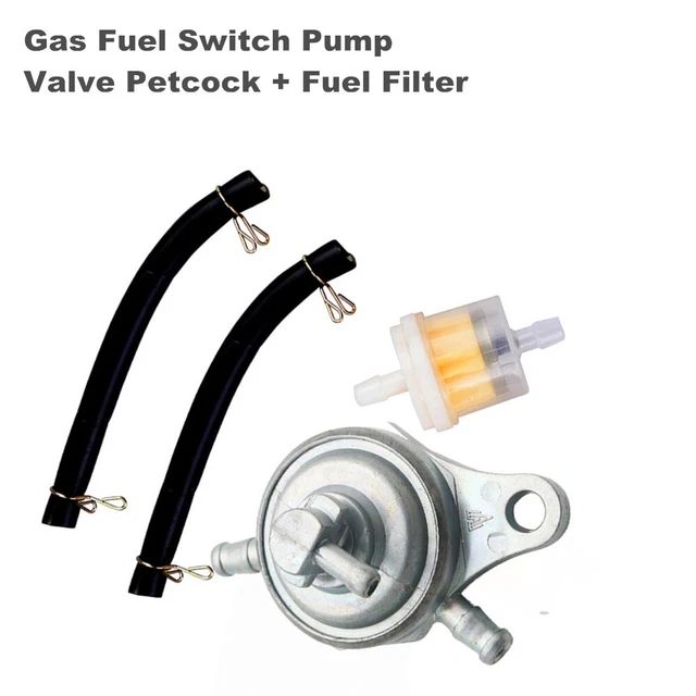 Gas Fuel Switch Pump Valve Petcock+ Fuel Filter For GY6 50cc 150cc Moped Scooter